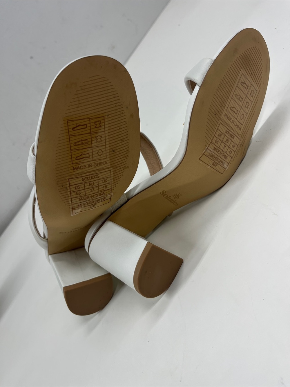 New SOLUDOS INES HEEL in White Leather Size 6.5 - Picture 6 of 7